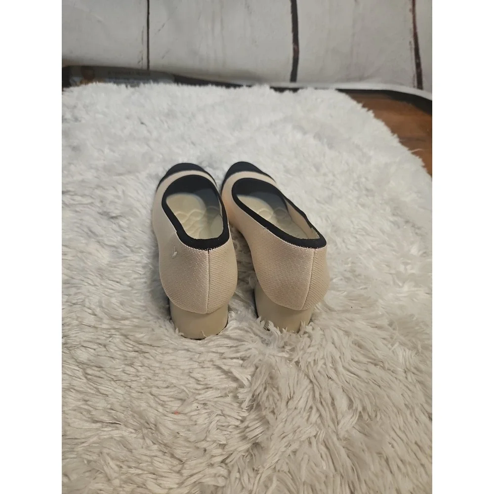 Vivaia Julie Round-Toe‎ Chunky Heels Beige Black Women's ARCH Pro  Size 8.5 - Picture 5 of 12